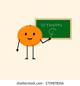 Illustration of orange mascot, vitamin C 