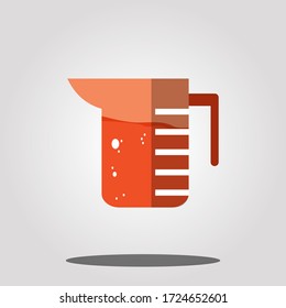 Ilustración de vidrio medidor de color naranja. Ilustración vectorial para utensilios de cocina. Este vidrio se utiliza para medir el volumen de agua.