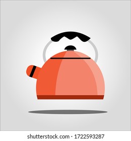 Illustration of orange metallic teapot. Vector illustration for kitchen cook. A teapot used for hot water and hot tea containers.