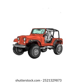 illustration of an orange offroad car without background