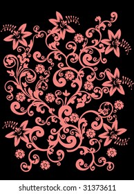illustration with orange ornament on black background