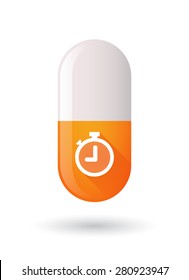 Illustration of an orange pill icon with a timer