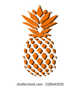Illustration of an orange pineapple. Icon of pineapple plant silhouette isolated on white background