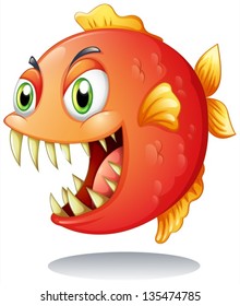 Illustration of an orange piranha on a white background