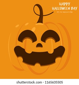 Illustration orange pumpkin face background. Happy Halloween Day. Holiday concept with horror character , vector eps10