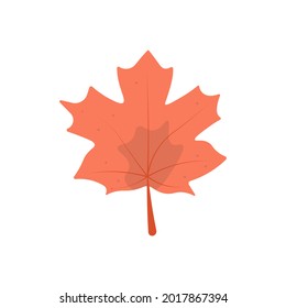 ilustración de una hoja de arce naranja o roja. hojas de otoño. icono o símbolo de otoño. follaje. estilo de dibujos animados planos. diseño de elementos vectoriales