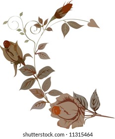 illustration with orange rose decoration
