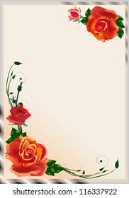 illustration with orange rose frame decoration