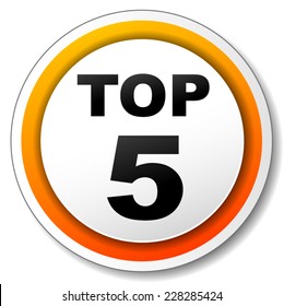 Illustration Of Orange Round Icon For Top Five