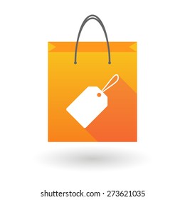 Illustration of an orange shopping bag icon with a shopping label