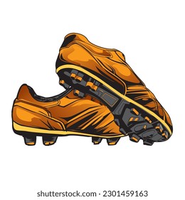 Ilustración de los zapatos de fútbol naranja aislados en blanco