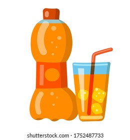 illustration of the orange soda fizzy drink and beverage icon