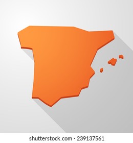 Ilustración de un icono de mapa naranja de España