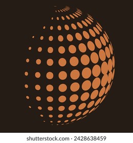 ilustración de esfera naranja con semitonos en el fondo marrón. logo para empresa, elemento, símbolo 