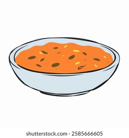 Illustration of Orange Spicy Soup in a bowl
