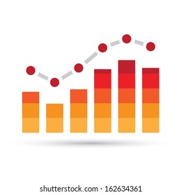 Illustration of Orange Stats Bars isolated on a white background