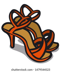 illustration of the orange summer woman's shoes