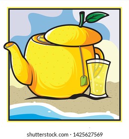 illustration of an orange teapot for the summer