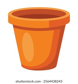 Illustration of Orange terracotta flower pot isolated on white