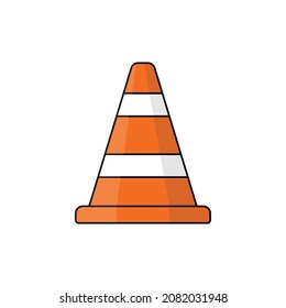 Illustration orange traffic cone flat design file vector