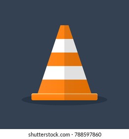 Illustration of orange traffic cone flat design