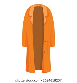 Illustration of an orange trench coat hanging open, useful for fashion designers and clothing related projects