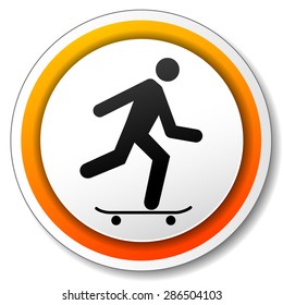 illustration of orange and white icon for skateboard