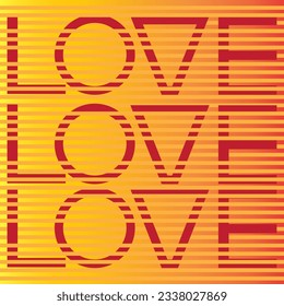 Illustration of the orange word love for poster, t shirts, book cover, greeting card, sticker, valentine's day card, banner, background and backdrop.