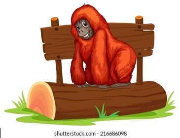 Illustration of an orangutan on a log