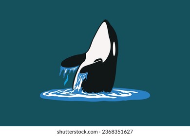 illustration of orca jumping out of water