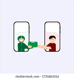 illustration of ordering goods via smartphone. for product advertisement templates, or for the background