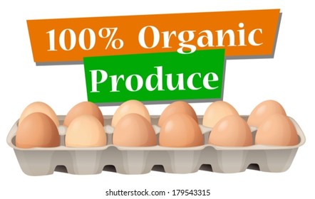 Illustration of an organic produced eggs on a white background