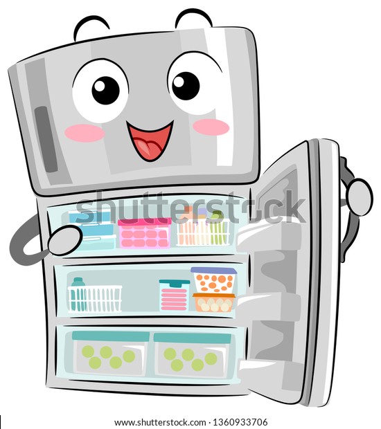 Illustration Organized Refrigerator Mascot Open Doors Stock Vector ...