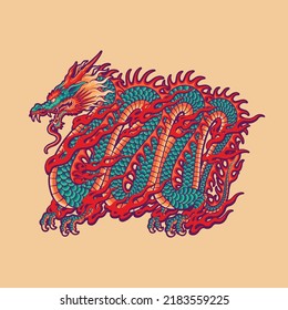 illustration of oriental asian dragon