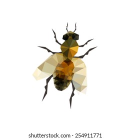 Illustration origami bee isolated on white background