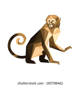 Illustration of origami brown monkey