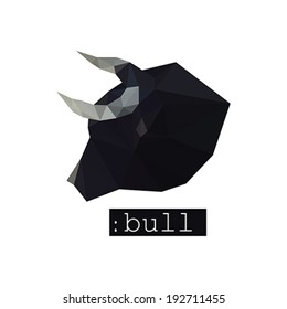 Illustration of origami bull portrait isolated on white background