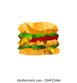 Illustration of origami burger isolated on white background