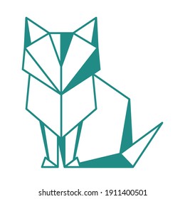 Illustration of origami cat. Paper symbolic decorative object.