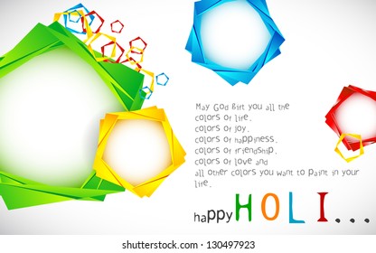 Illustration of origami chat bubble in colorful Holi wallpaper
