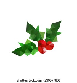 Illustration of origami christmas holly leaves