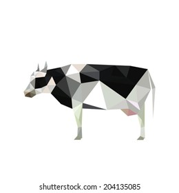 Illustration of origami cow with spots isolated on white background