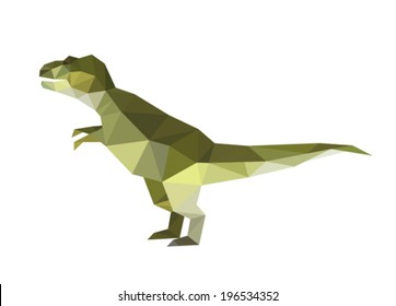 Illustration of origami dinosaur isolated on white background