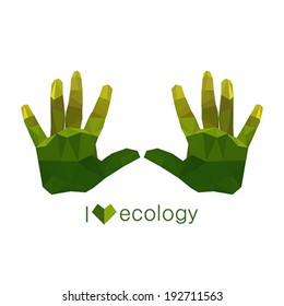 Illustration of origami ecological green hands