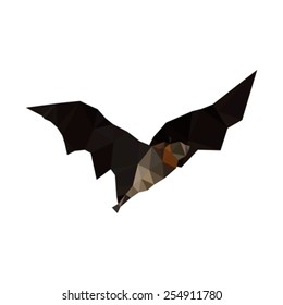 Illustration of origami flying bat isolated on white background