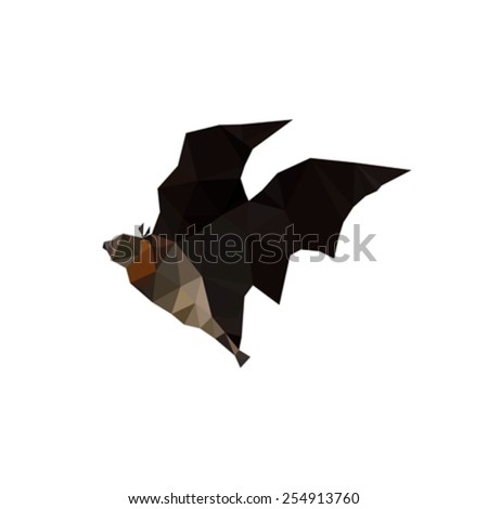 Illustration of origami flying bat isolated on white background