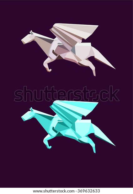 Illustration Origami Flying Horse Pegasus Royalty Free