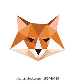 Illustration of origami fox portrait symbol