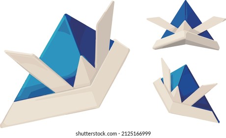 illustration: origami helmet.Isometric colorful illustration.