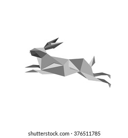 Illustration Origami Jumping Rabbit Isolated On Stock Vector (Royalty ...